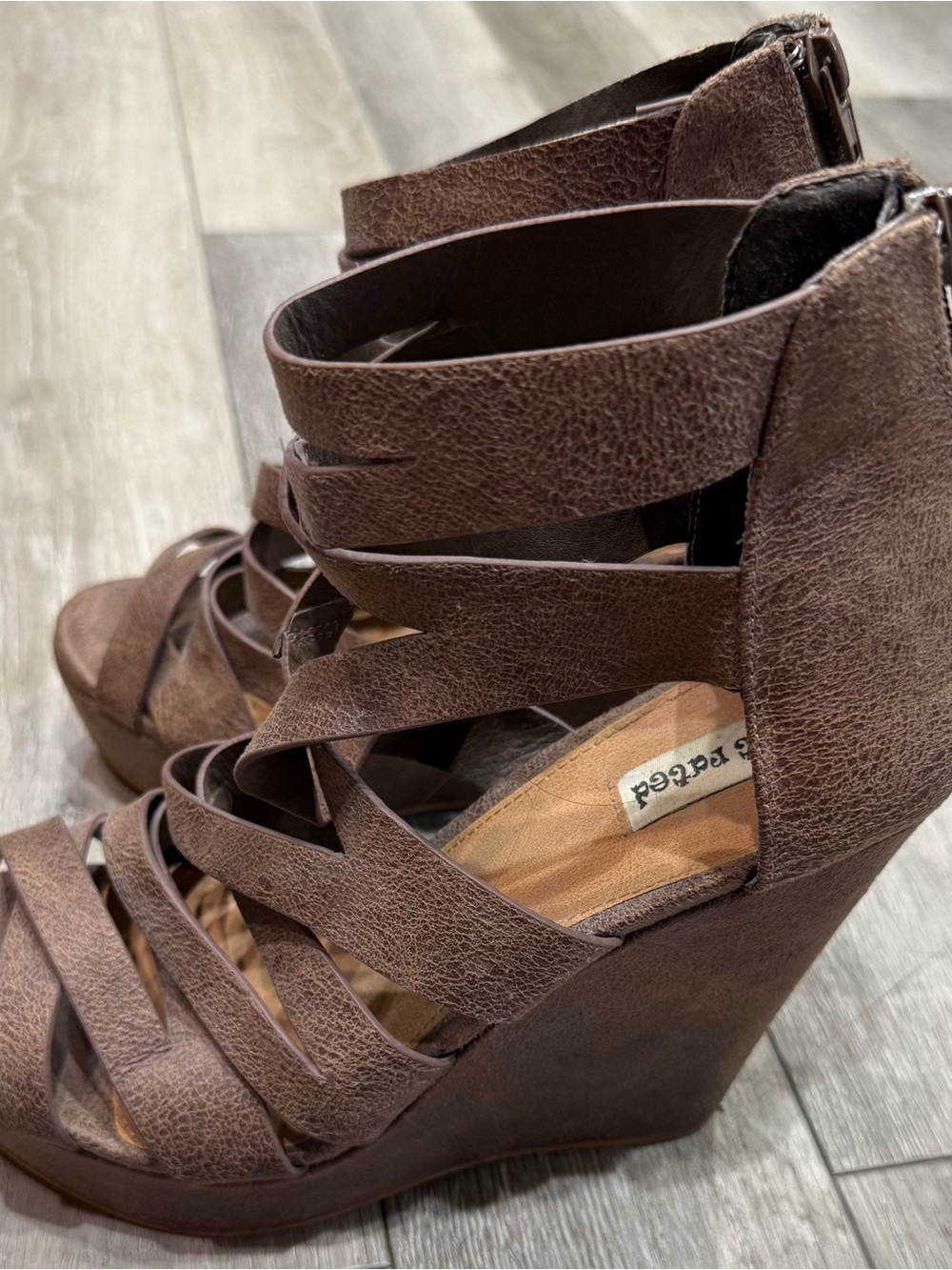 Not Rated Brown Strappy Wedge Sandals